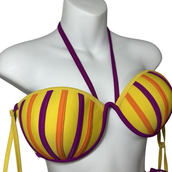 Andrea Iyamah Bikini Womens Yellow High Rise Sz XL Swimsuit Cut Out Resort Vacay - Picture 3 of 13